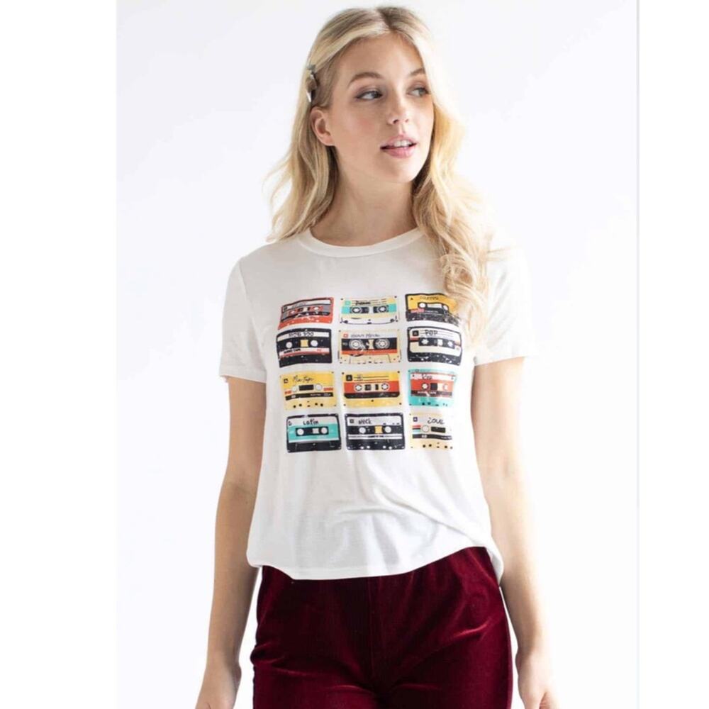 Ragstock Retro 80's Inspired Mix Tapes Graphic Tee Small/Medium
